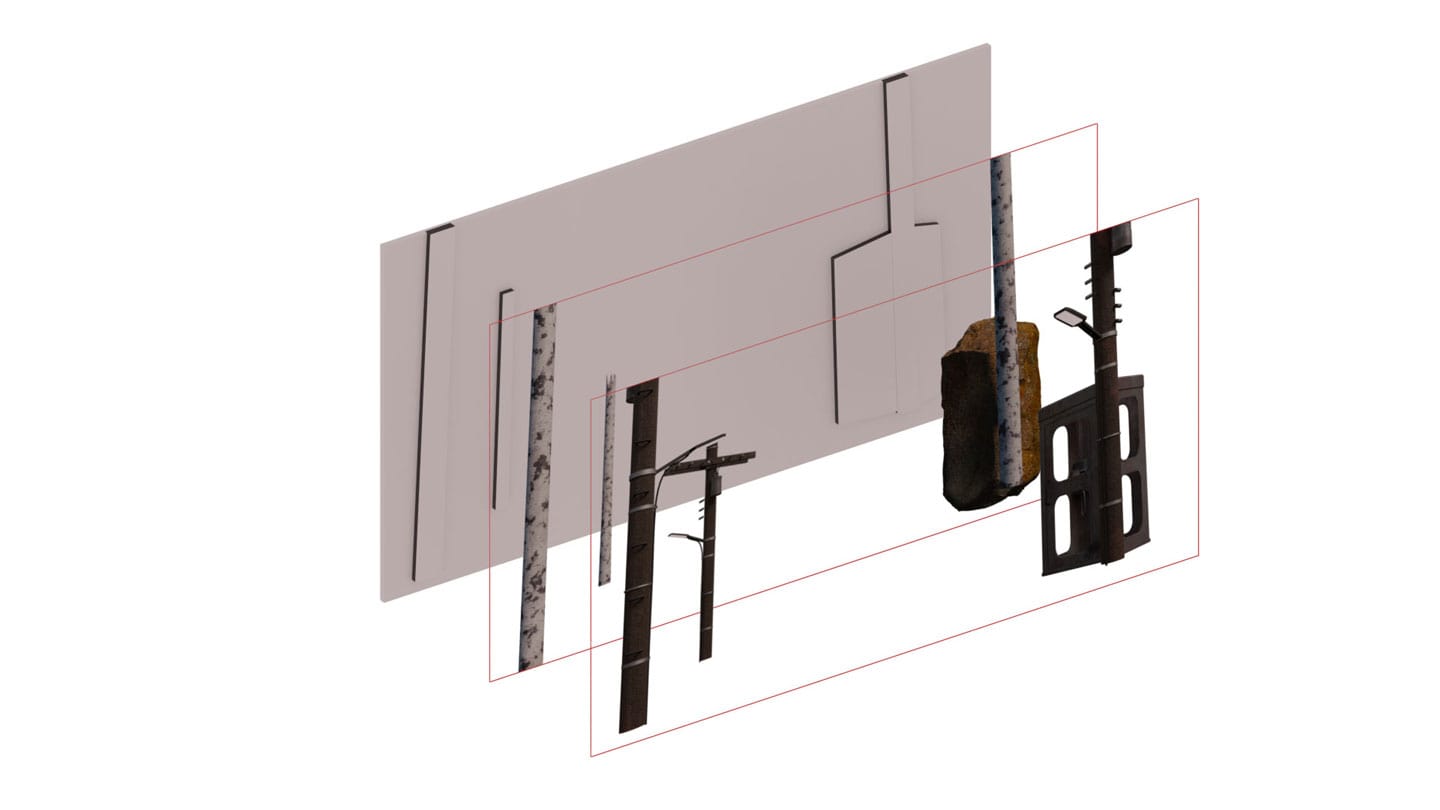 Chart showing the construction of the projection mapping.