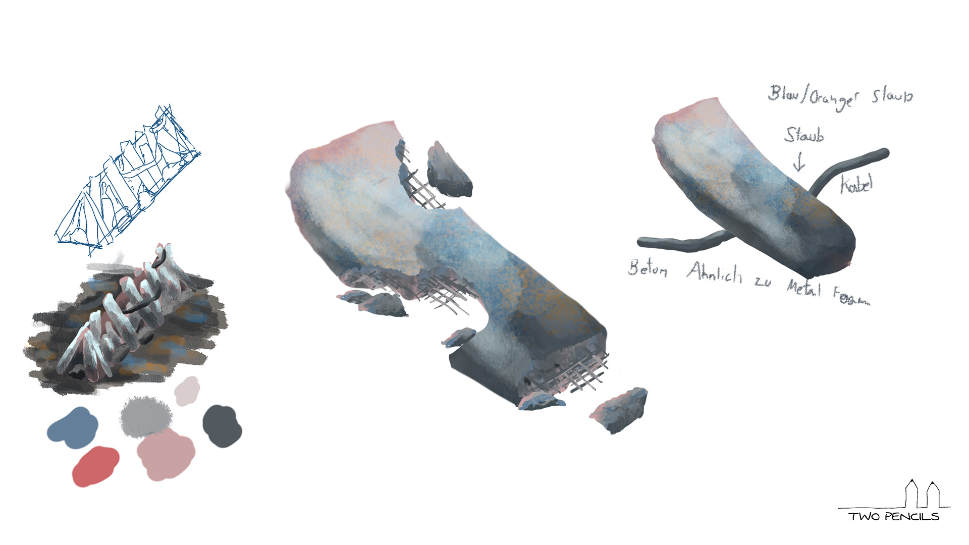 Concept of a wall made of debris.