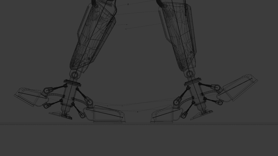 Early animation of the walking feet.
